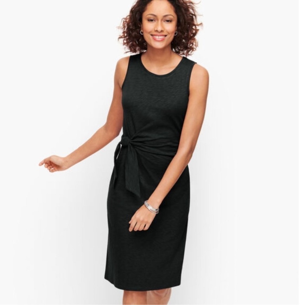 Talbots Plus size Side Tie Cotton/Modal Shift Dress Black Sz 2X